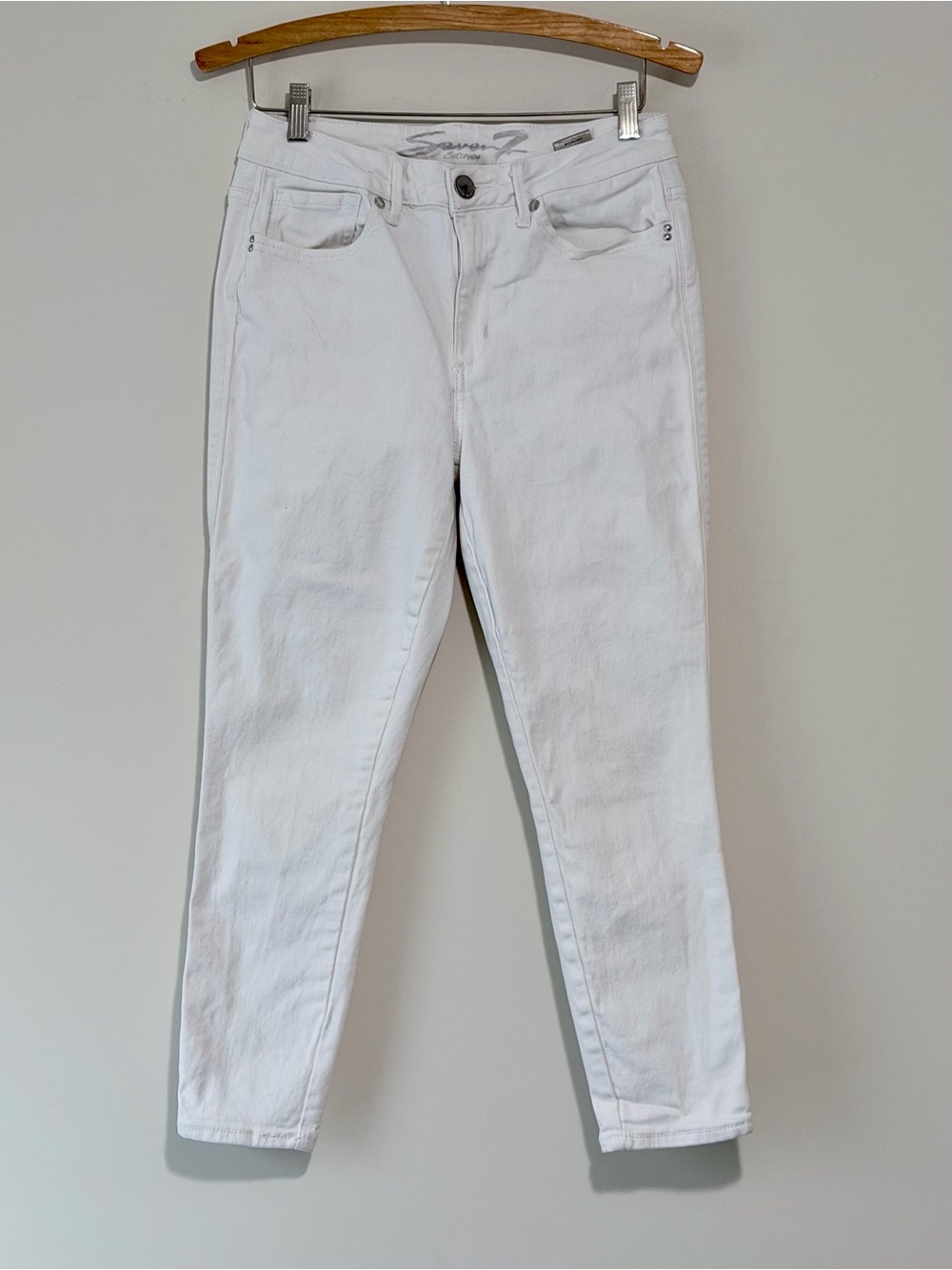 Seven7 White High Rise Ankle Skinny Jeans for Women